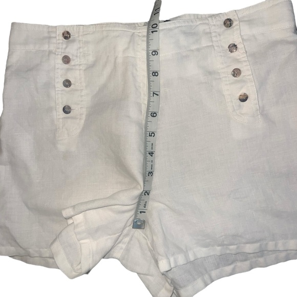 Biton Key West Linen Sailor Shorts Front Button High Waist in Ivory Size 6 - Picture 9 of 9